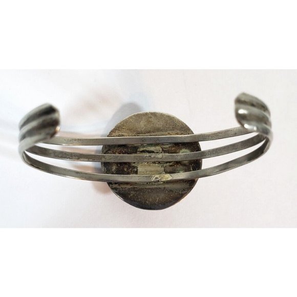 Fred Harvey Era Sterling Silver Navajo Centered Dome Cuff Bracelet - Picture 2 of 2